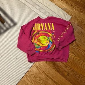 preppy pink nirvana urban outfitters sweatshirt size medium small stains